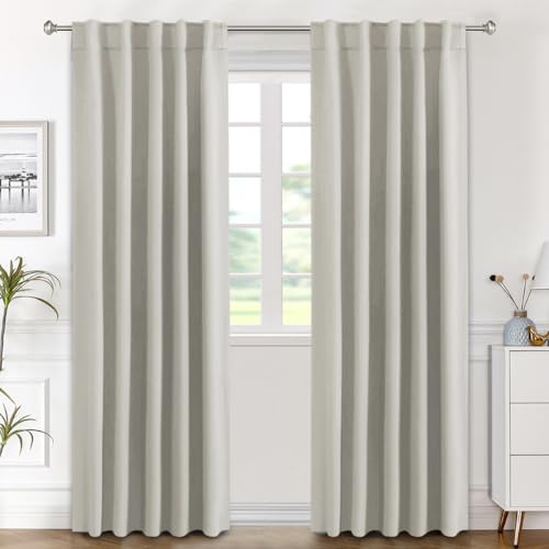Image of H.VERSAILTEX Blackout Curtains Thermal Insulated Window Treatment Panels Room Darkening Blackout Drapes for Living Room Back Tab /Rod Pocket Bedroom Draperies (2 Panels, Ivory /Cream, 42 x 84 Inch)