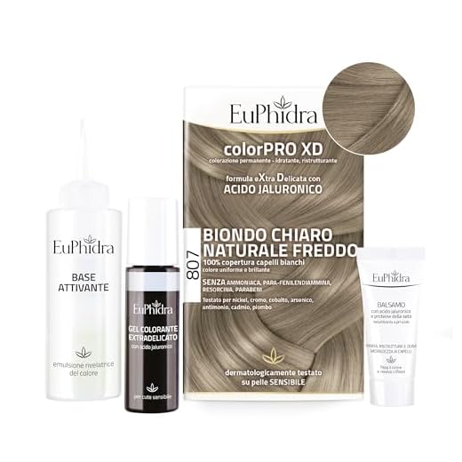 Euphidra - ColorPro XD 807, Biondo Chiaro Naturale Freddo, Risultato Luminoso e Idratato, Penetra nella Fibra Capillare, Colorazione Permanente con Acido Ialuronico,