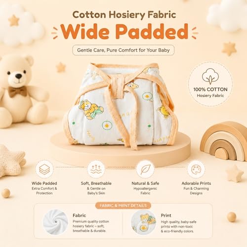 Image of LITTLE BOO Baby Cotton Cloth Nappies for Newborn,Reusable /Washable Diapers,Langot /U Shaped Double Layer Padded Extra Soft Nappy for Boy and Girl Unisex Babies (Pack of 5),(0-6 Months),Multicolor