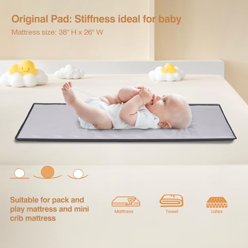 Image of JOYMOR 4 in 1 Pack and Play, Baby Bedside Bassinet, Sturdy Play Yard with Padded Mat and Music Center