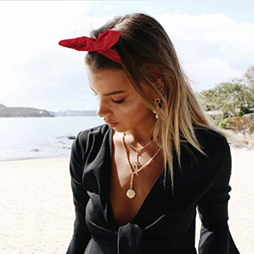 Dreshow 8 Pack Headbands For Women Bow Knotted Hair Band Facial Cloth Rabbit Ears Running Sport Elastic Hair Wrap #TOP2