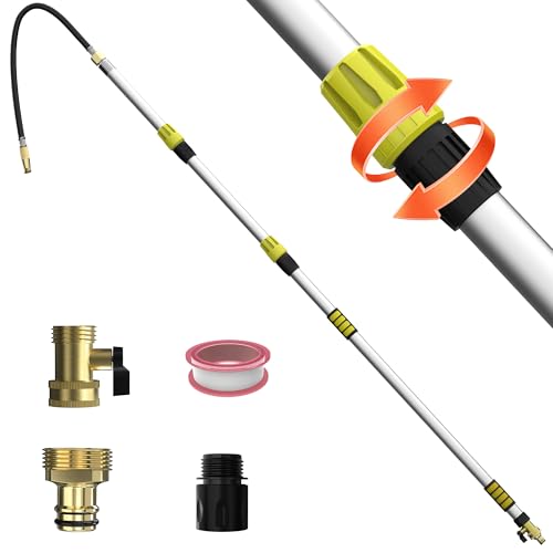 TONYINGO Telescopic Pole Gutter Cleaning Tools from Ground Flexible Wand Adjustable Flow for Garden Roof Gutters Leaves & Debris Removal