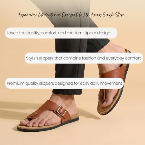 Image of Poddar Slippers, Sandals & Chappals for Men | Synthetic Leather Comfortable Footwear | Daily Use, Casual, Party, Stylish, Durable, Waterproof, Soft Sole, Anti-Slip (30052 Slipper)