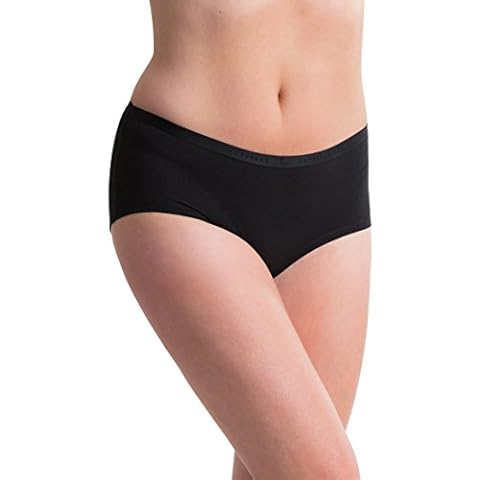 Passionelle Pack of 6 Womens Luxury Fabric Black Designer Midi Knickers Briefs [Size S] Cover