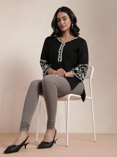 Image of TWIN BIRDS Tailored Cut and Classic Fit Super Stretchable Elastane Fabric Churidar Leggings for Women