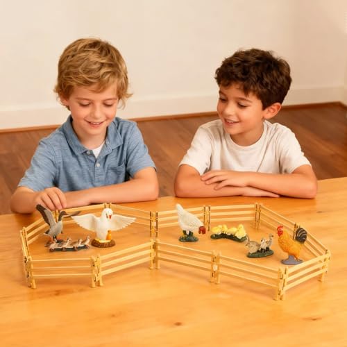 DYOUen 70 StüCk Pferdezaun Spielzeug,Weihnachten Corral Zaun Tierfiguren für Kinder,DIY Bauernhof Gartenzaun Zubehör,Mini Bauernhoftiere Dekorationsbedarf