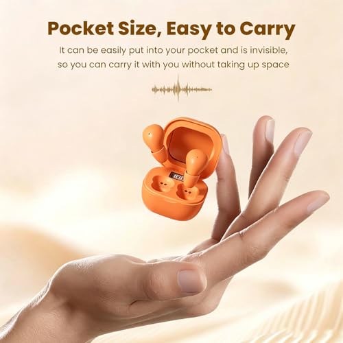 Image of Orange Invisible Mini Sleep Earbuds Ear Buds for Side Sleepers Sleeping, Small Ears Canals Women Wireless Bluetooth Low Profile Smallest Disgused Tiny Micro Discreet Hidden Earbuds Headphones for Work