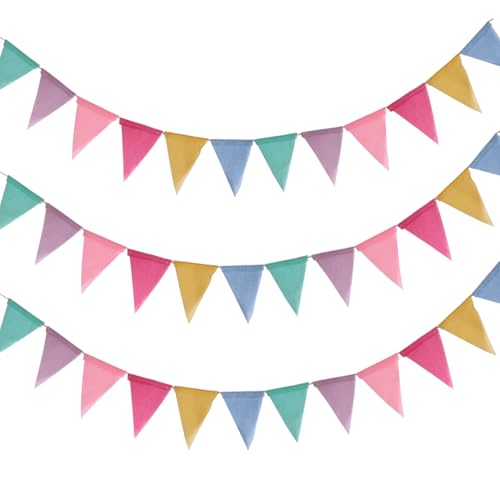 Wimpelkette Outdoor Wetterfest Einschulung Deko 3Stück Girlande Geburtstag für Jugendweihe Matschküche Regenbogen Deko Luftschlangen Kinderzimmer Deko Gartenparty