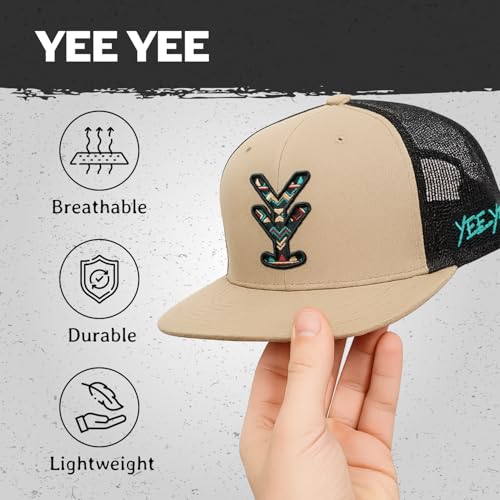 Image of Yee Yee Apparel Men's Trucker Hat | Men's Trucker Hat with Adjustable Snapback, Men's Snap Cap with Apparel Patch or Embroidery, Pre-Curved Brim