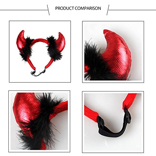 Lxzcolden Halloween Pet Costume Dog Devil Horn Headband Cat Dress Up Accessories For Cat And Small Dog, Adjustable, Red #TOP5