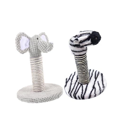 Rascador para gato kit 2 piezas estilo elefante y cebra miniatura 1