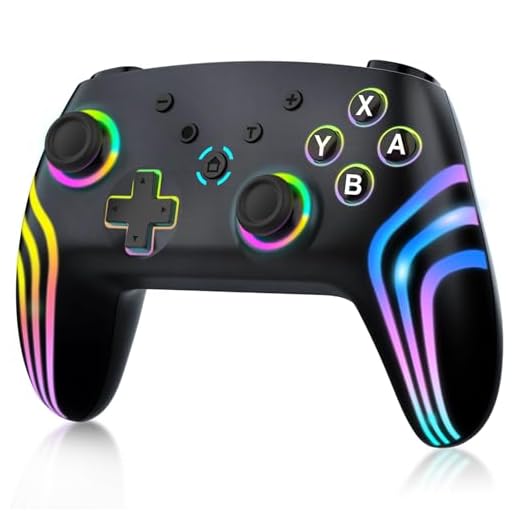 MYSTILUCK Manette Sans Fil Pro pour Switch/Switch 2/Lite/OLED/PC, Contrôleur avec 7 Couleurs d'éclairage RGB Changeantes/Double Vibration/Gyroscope 6 axes/Turbo, Joystick Ergonomique et Précis