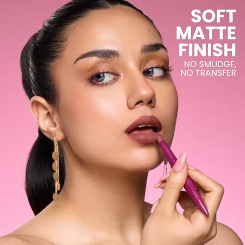Image of Typsy Beauty Twist & Pout 2-in-1 Lipstick & Lip Liner Infused with Jojoba Oil, Non-Drying Transfer-Proof Matte, 14-Hour Stay, Swipe Right 10, 0.8g + 0.2g