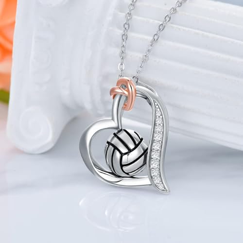 YAFEINI Volleyball/Baseball/Basketball/Tennis/Soccer/Golf/Necklace 925 Sterling Sliver Heart Sports Pendant Jewelry Gifts for Women3