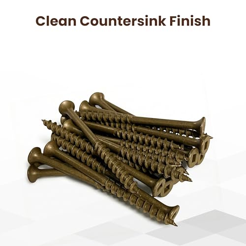 #8 x 3 Tornillos para Deck, Cabeza Bugle con Cuadrante, Tornillos de Madera para Exterior con Revestimiento Cerámico Ruspert Marrón, Resistencia a la Corrosión, Caja de 250 Piezas miniatura 5