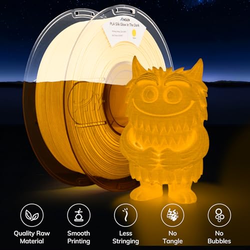 Image of AMOLEN Glow in the Dark Filament Multicolor, Silk Daily Glow Dark Filament Silk Yellow, Best with UV Lamps, 1.75mm PLA Filament, Dimensional Accuracy + /- 0.02 mm, 1kg