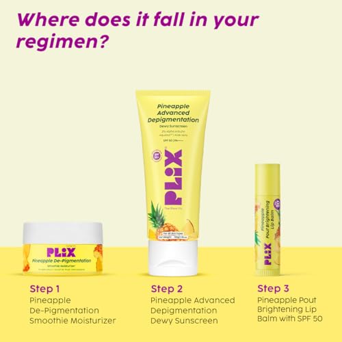 Image of PLIX - THE PLANT FIX Pineapple Brightening Lip Balm with SPF 50 | Kojic Acid & Vitamin C | SPF 50 PA ++ | Fades Pigmenation | Brightens Dark Lips | Sun Protection | Dermatogically Tested | 4g | Pack of 2
