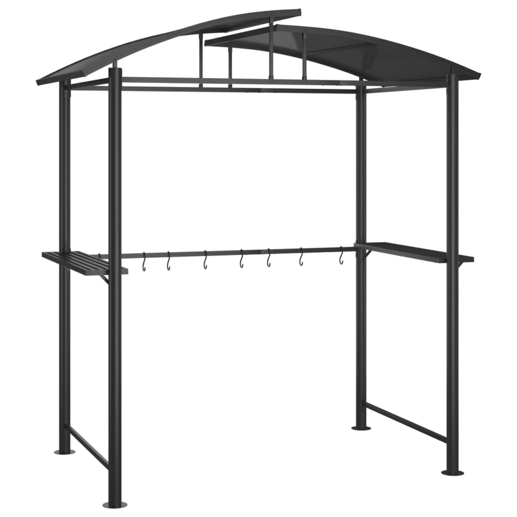 vidaXL Grillpavillon mit Seitenregalen, BBQ Überdachung aus Stahl, Gartenpavillon Grillzelt in Anthrazit, Maße 210x114x230cm – Bild 2