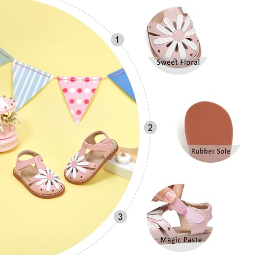 Image of Otter MOMO Girls Open Toe Princess Flat Sandals with Comfort Sole Summer Sandals