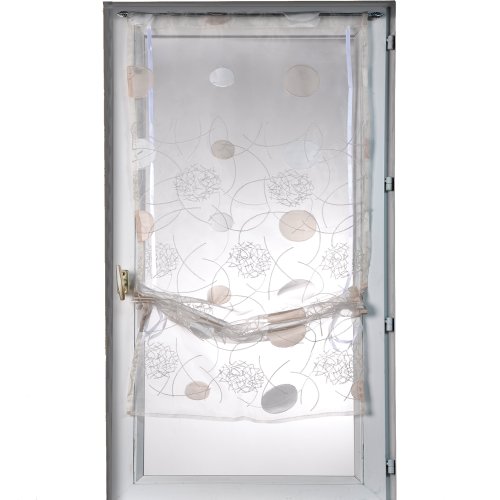 HomeMaison HM6981271254 Vitrage en Organza Jacquard à Remonter Ivoire 90 x 200 cm