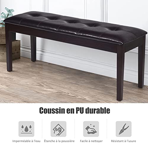 RELAX4LIFE Banquette Tabouret Piano en Bois 2 Places, Banquette Coussin en Cuir PU, Tabouret de Coiffeuse avec 4 Jambes en Caoutchouc, Gris/Brun (Style 3, Brun) - Les Beatles, Paul McCartney, John Lennon, RIngo Starr, George Harrison RELAX4LIFE Banquette Tabouret Piano en Bois 2 Places, Banquette Coussin en Cuir PU, Tabouret de Coiffeuse avec 4 Jambes en Caoutchouc, Gris/Brun (Style 3, Brun) – Image 4
