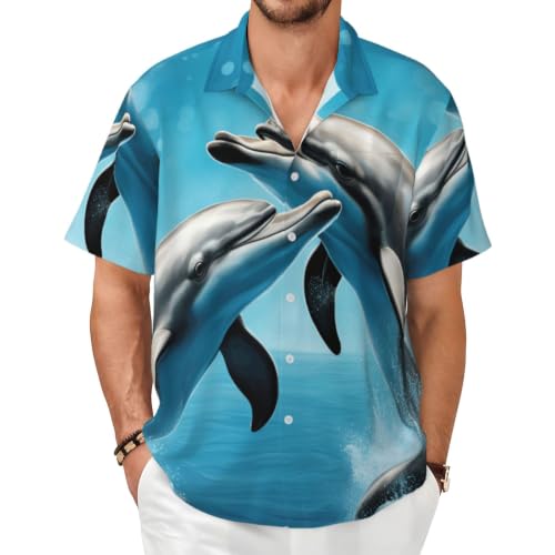 Chemise d'été à manches courtes pour homme motif dauphins