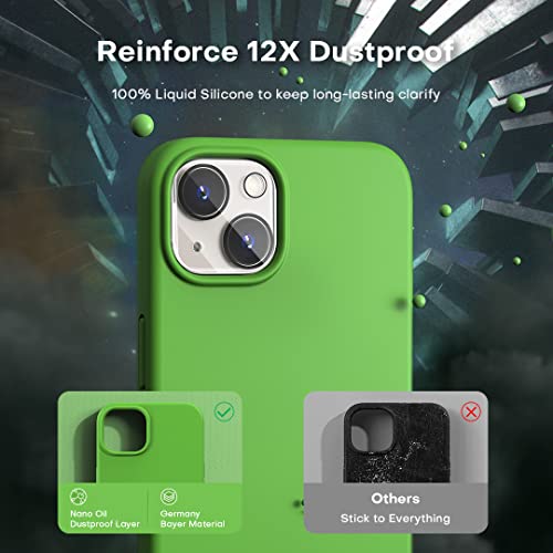 Tocol [5 In 1 For Iphone 13 Case, With 2 Pack Screen Protector + 2 Pack Camera Lens Protector, Slim Liquid Silicone Phone Case Iphone 13 6.1 Inch, [Anti-Scratch] [Drop Protection], Greenery #TOP3