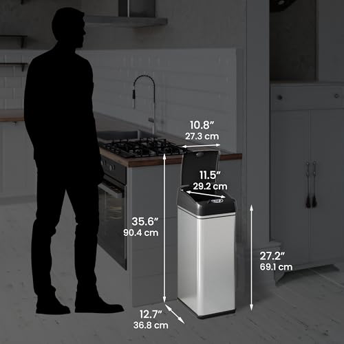 Bote de basura sensor iTouchless 13 gal y 2.5 gal acero inoxidable miniatura 6