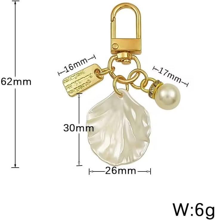 Gold Pendant Handbag Rhinestones Keychain Keyring Shell Purse Charm Crystal Pearl Keychains Car Ring Accessories