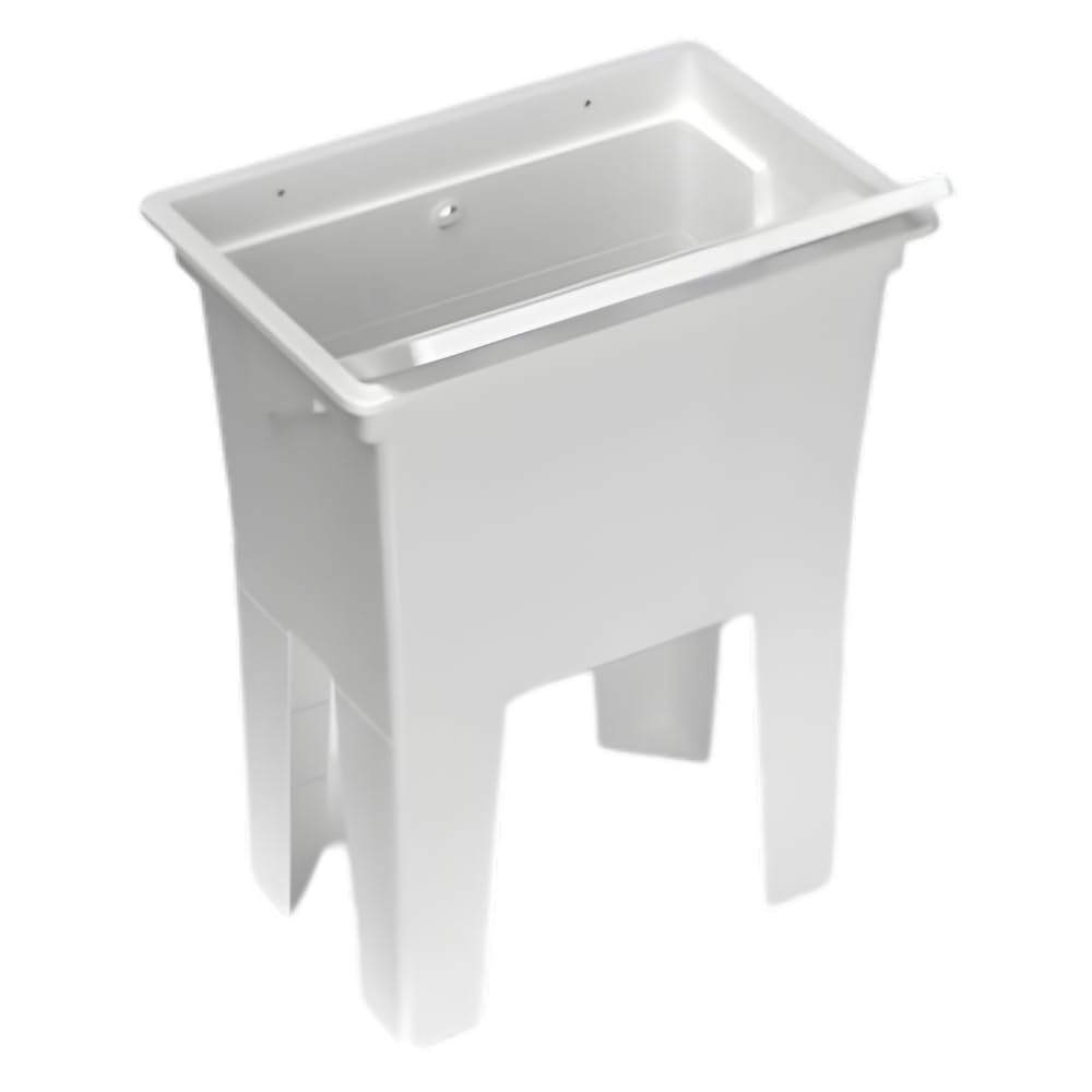 Buystar Lavandino Monoblocco in Resina Bianco 59x40x74h cm - da Esterno, Interno, Vasca, Garage, a Mano, Lavanderia, Lavatoio, Lavapanni, Resistente agli Acidi, Portasapone - Made Italy