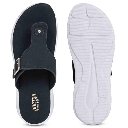 Image of DOCTOR EXTRA SOFT Women's Ultra Lightweight Slippers /Flip-Flops with Memory Foam Cushion | Stylish & Comfortable | Casual & Fashion| Diabetic & Orthopedic Synthetic Slip-on Sandals Ladies /Girls D-621