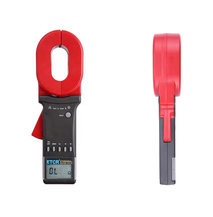 Clamp Ground Resistance Meter Earth Resistance Tester Clamp-On Earth Resistance Tester Meter with Resistance Range 0.01 to 200Ω Resolution 0.001Ω