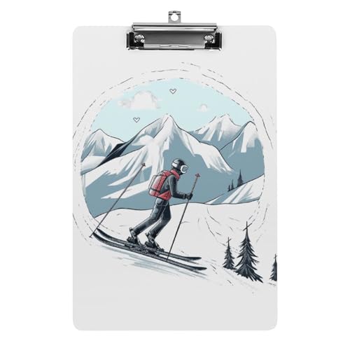 Porte-bloc acrylique A4 à motif ski de qualité supérieure