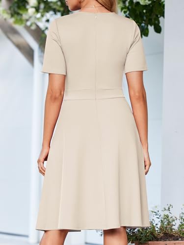 Image of YIOYOLA Fit and Flare Work Dresses for Women Business Casual Office Church Cocktail Party Aline Dress with Pockets