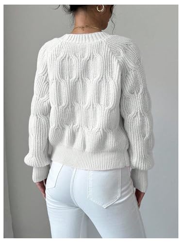 Image of Verdusa Womens Bow Cardigan Long Sleeve Chunky Sweater Outerwear Fall Cardigans Trendy White Small