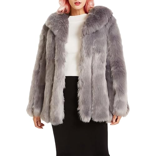 Manteau d'hiver en fourrure femme fausse fourrure ouvert chaud