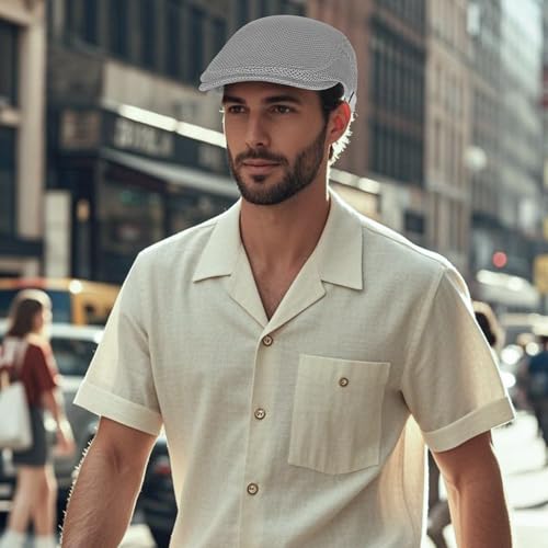Image of WETOO Men's Flat Cap Gatsby Newsboy Lvy Irish Hats Driving Cabbie Hunting Cap