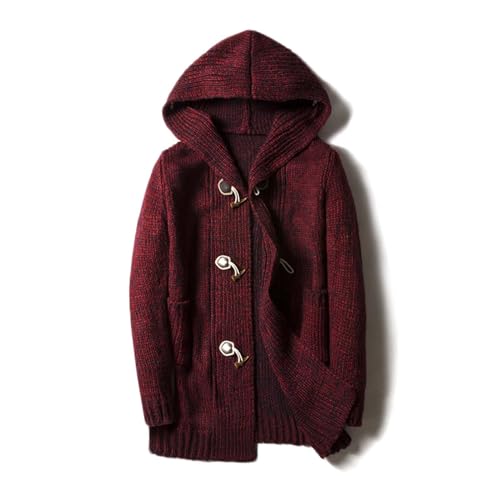 Hooded Cardigan Men Mid-Length Knit Cardigan Sweater Autumn Winter Open Front Sweaters Casual Outwears with Pockets