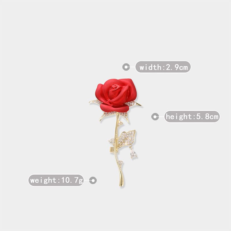 Image of Red Rose Flower Brooches and Pins for Women Costume Jewelry Brooch Pins Broches Jewelry for Women Elegant Lady Pin