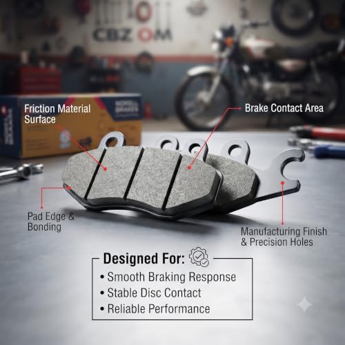Image of NORELL 8906219820953 Front Disc Brake Pad Set (01 Set) Compatible with Hero Honda CBZ & Karizma OM (Front)