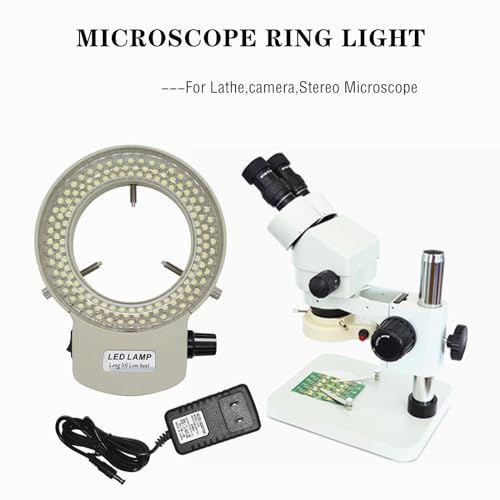 Image of Microscope Ring Light with LED 144B-ZK Illuminator White | for lab Stereo -Camera-Monocular Binocular Trinocular Lens Stereo Microscope-camera-Industry machine,Adjustable 144W