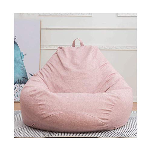 WAJI Large bean bag sofa cover with 100 * 120cm simple multi-color seat recliner for adults and children, bedroom and balcony lazy lounge chairs-Pink