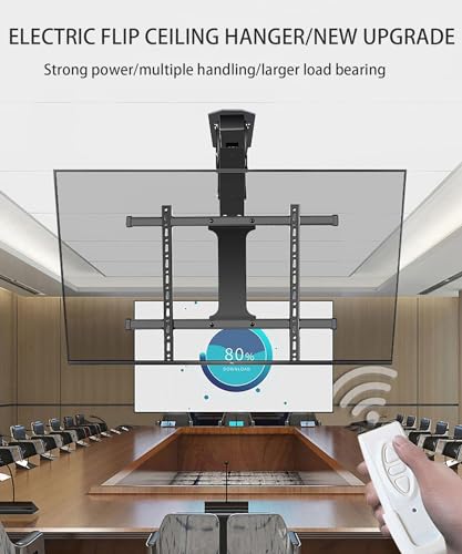 Support TV motorisé plafond rabattable 32-70 pouces avec télécommande