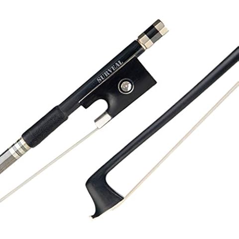SURVEAL Professional Carbon Fiber Violin Bow Ebony Frog Carved with White Mongolia Horse Tail Warm Tone Acro de violino Size 4/4 Cover