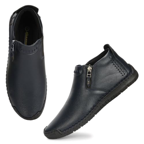 Image of Kraasa Men's Stylish Trendy Sneakers | High Tops Synthetic Side Zipper Casual Shoes | Ultra Soft Cushioned Insole | Airmix Sole Footwear
