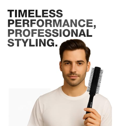 Image of Ikonic Professional Carbon Fibre Roller Brush with Ionic Technology, Anti Frizz Styling, Curling, Volumizing & Waves for Women & Men, All Hair Types, Heat Resistant, Salon & Personal Use - CFB 25