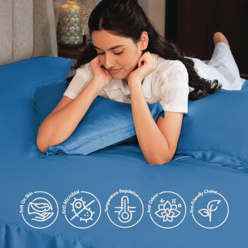Image of Mush 100% Bamboo King Size Bedsheet with 2 Pillow Covers | 100x108 in | 300 TC Bedsheet for Double Bed King Size | Ultra Soft, Natural Breathable & Cooling Double Bed Luxury Sheets (Eclipse Navy)