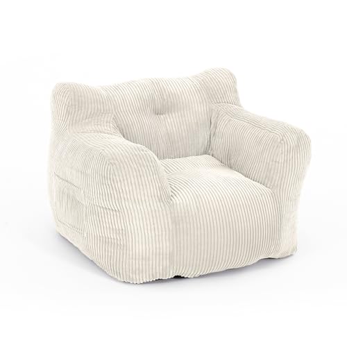 Pamapic Puff Salon, Sillon Puff con Relleno Incluido, Sofa Puf con Asas Portátiles, Sillas de Salon Ergonomicas Moderno, Bean Bag Interior para Sala de Estar, Dormitorio, Sala de Juegos, Beige