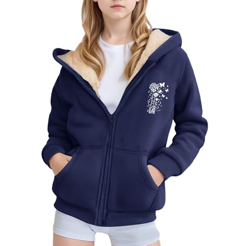 Girls Zip Up Dandelion Hoodies 2025 Casual Oversized Fleece Jacket Y2K Hoodie Winter Sherpa Lined Jackets Warm Coats Pockets4