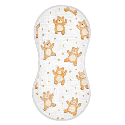 vvfelixl Cute Yellow Dancing Bear Burp Cloths for Baby Boy Girls Baby Washcloths Burp Rags 1 Pack